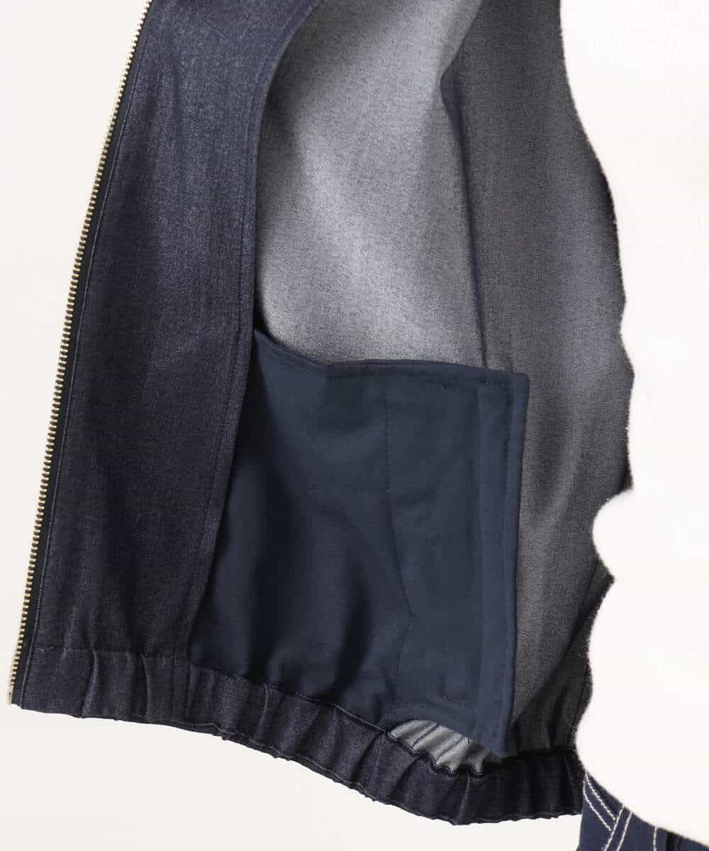 FKJGD36210 MK MICHEL KLEIN(MK ミッシェルクラン) [SANAGARAシリーズ]デニムライク 衿付きジップアップブルゾン/接触冷感/UVカット/洗える ネイビー