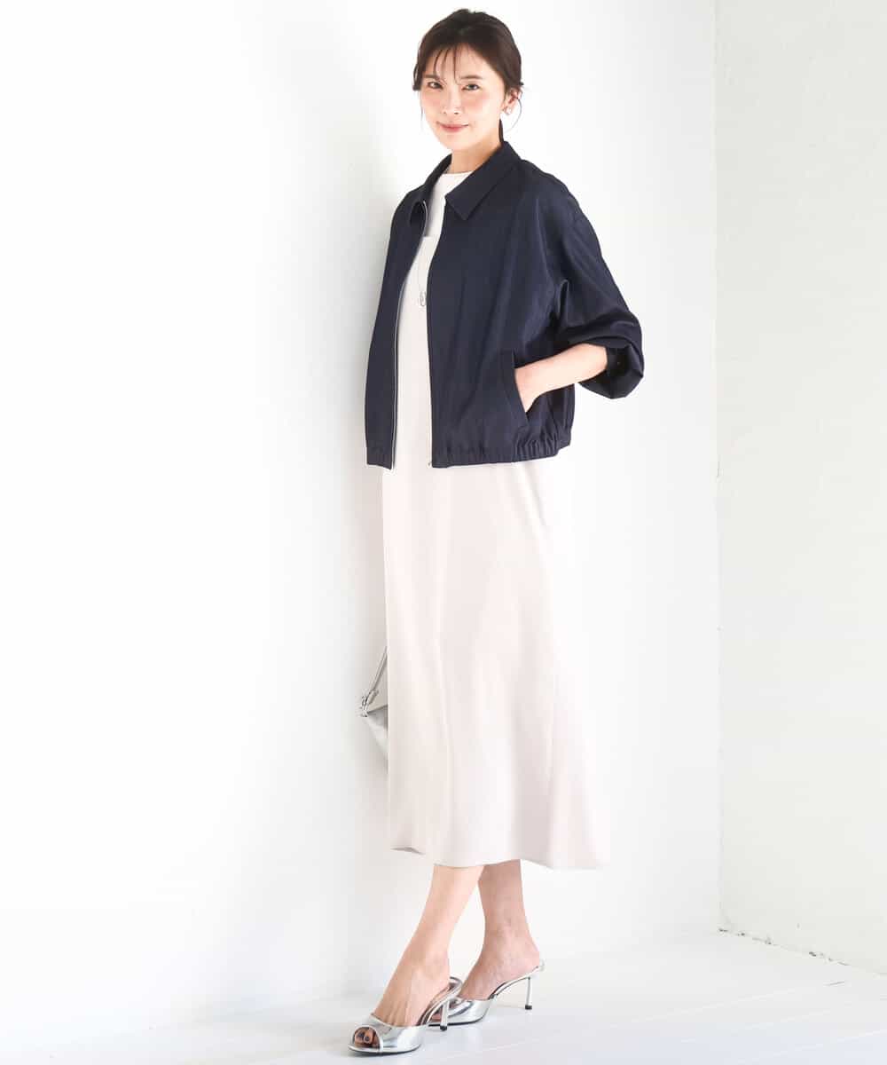 FKJGD36210 MK MICHEL KLEIN(MK ミッシェルクラン) [SANAGARAシリーズ/UVカット/接触冷感/洗える]デニムライク 衿付きジップアップブルゾン ネイビー