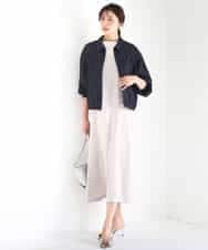 FKJGD36210 MK MICHEL KLEIN(MK ミッシェルクラン) [SANAGARAシリーズ/UVカット/接触冷感/洗える]デニムライク 衿付きジップアップブルゾン ネイビー