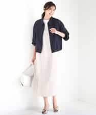 FKJGD36210 MK MICHEL KLEIN(MK ミッシェルクラン) [SANAGARAシリーズ/UVカット/接触冷感/洗える]デニムライク 衿付きジップアップブルゾン ネイビー