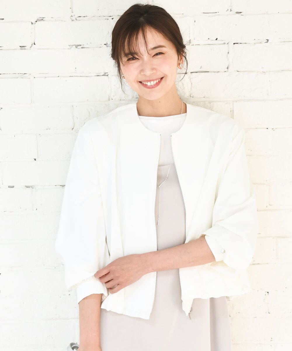 FKJGD37220 MK MICHEL KLEIN(MK ミッシェルクラン) ストレッチライトブルゾン/洗える アイボリー