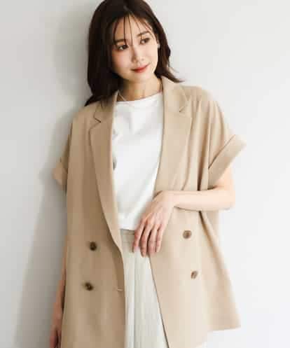 FKJGD56200  [洗える]リネンライクストレッチ フレンチスリーブジャケット