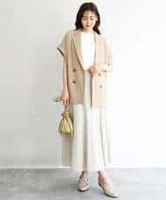 FKJGD56200 MK MICHEL KLEIN(MK ミッシェルクラン) [洗える]リネンライクストレッチ フレンチスリーブジャケット ブラウン