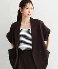 FKJGD56200 MK MICHEL KLEIN(MK ミッシェルクラン) [洗える]リネンライクストレッチ フレンチスリーブジャケット ブラウン