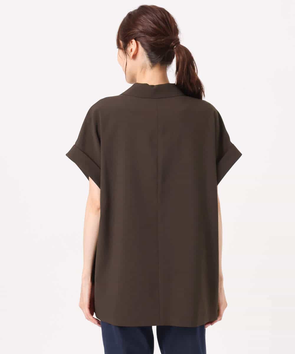 FKJGD56200 MK MICHEL KLEIN(MK ミッシェルクラン) [洗える]リネンライクストレッチ フレンチスリーブジャケット ブラウン