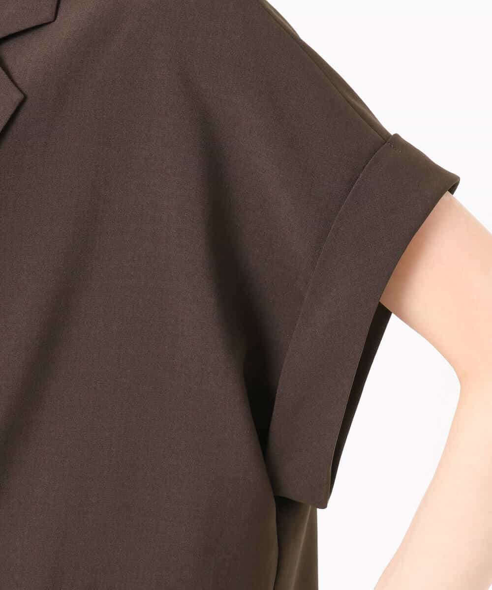 FKJGD56200 MK MICHEL KLEIN(MK ミッシェルクラン) [洗える]リネンライクストレッチ フレンチスリーブジャケット ブラウン