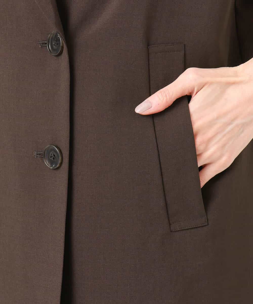 FKJGD56200 MK MICHEL KLEIN(MK ミッシェルクラン) [洗える]リネンライクストレッチ フレンチスリーブジャケット ブラウン
