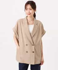 FKJGD56200 MK MICHEL KLEIN(MK ミッシェルクラン) [洗える]リネンライクストレッチ フレンチスリーブジャケット ブラウン