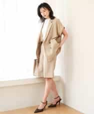 FKJGD56200 MK MICHEL KLEIN(MK ミッシェルクラン) [洗える]リネンライクストレッチ フレンチスリーブジャケット ブラウン