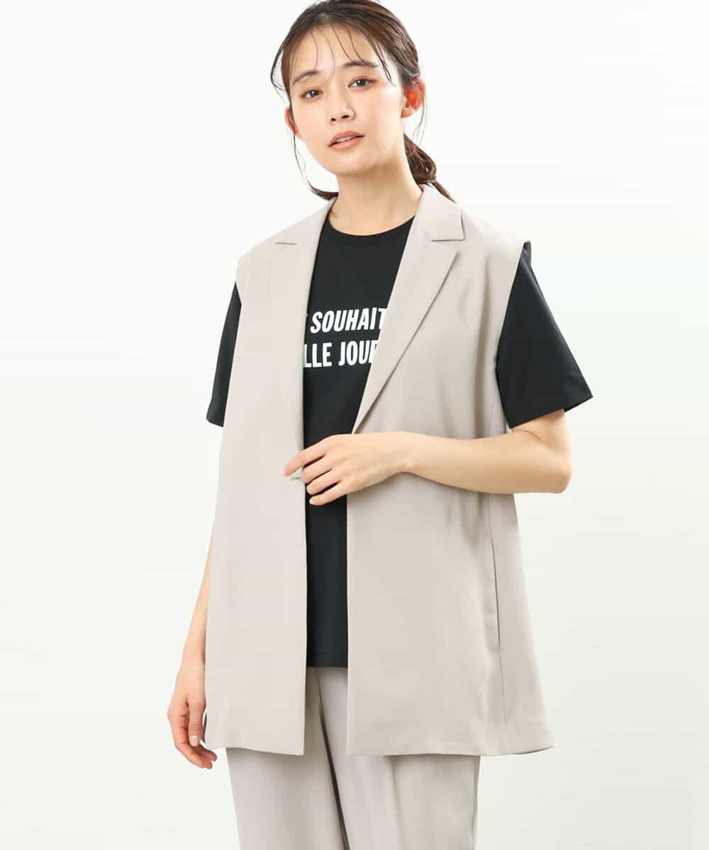 FKJGS41210 MK MICHEL KLEIN(MK ミッシェルクラン) テーラードジレベスト/UVカット/洗える ベージュ