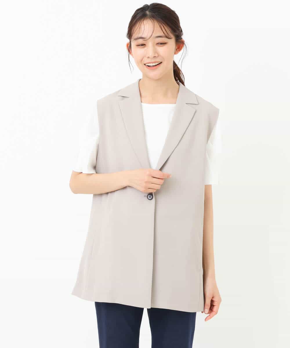 FKJGS41210 MK MICHEL KLEIN(MK ミッシェルクラン) テーラードジレベスト/UVカット/洗える ベージュ