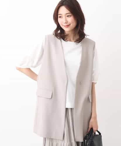 FKJGV58210 MK MICHEL KLEIN ノーカラージレベスト/UVカット/接触冷感/セットアップ対応/洗える