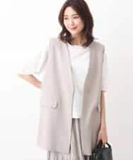 FKJGV58210 MK MICHEL KLEIN(MK ミッシェルクラン) ノーカラージレベスト/UVカット/接触冷感/セットアップ対応/洗える ベージュ