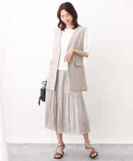 FKJGV58210 MK MICHEL KLEIN(MK ミッシェルクラン) ノーカラージレベスト/UVカット/接触冷感/セットアップ対応/洗える ダークグレー