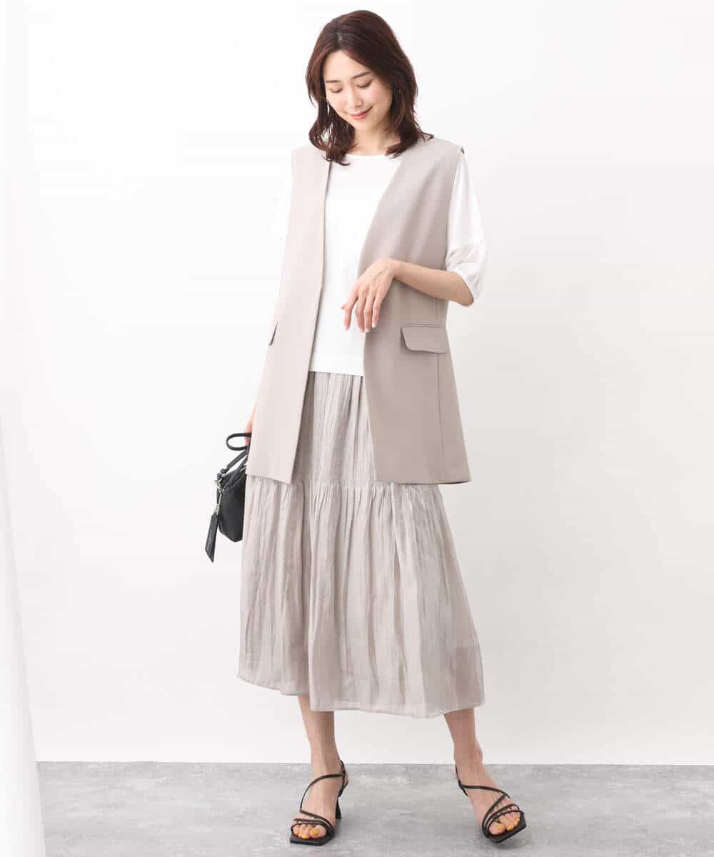 FKJGV58210 MK MICHEL KLEIN(MK ミッシェルクラン) ノーカラージレベスト/UVカット/接触冷感/セットアップ対応/洗える ダークグレー