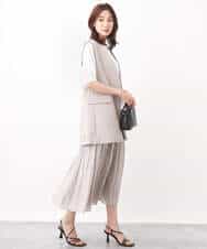 FKJGV58210 MK MICHEL KLEIN(MK ミッシェルクラン) ノーカラージレベスト/UVカット/接触冷感/セットアップ対応/洗える ダークグレー