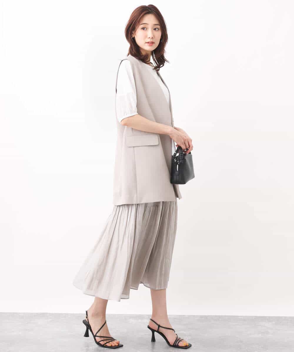 FKJGV58210 MK MICHEL KLEIN(MK ミッシェルクラン) ノーカラージレベスト/UVカット/接触冷感/セットアップ対応/洗える ダークグレー