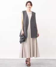 FKJGV58210 MK MICHEL KLEIN(MK ミッシェルクラン) ノーカラージレベスト/UVカット/接触冷感/セットアップ対応/洗える ダークグレー