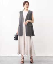 FKJGV58210 MK MICHEL KLEIN(MK ミッシェルクラン) ノーカラージレベスト/UVカット/接触冷感/セットアップ対応/洗える ダークグレー