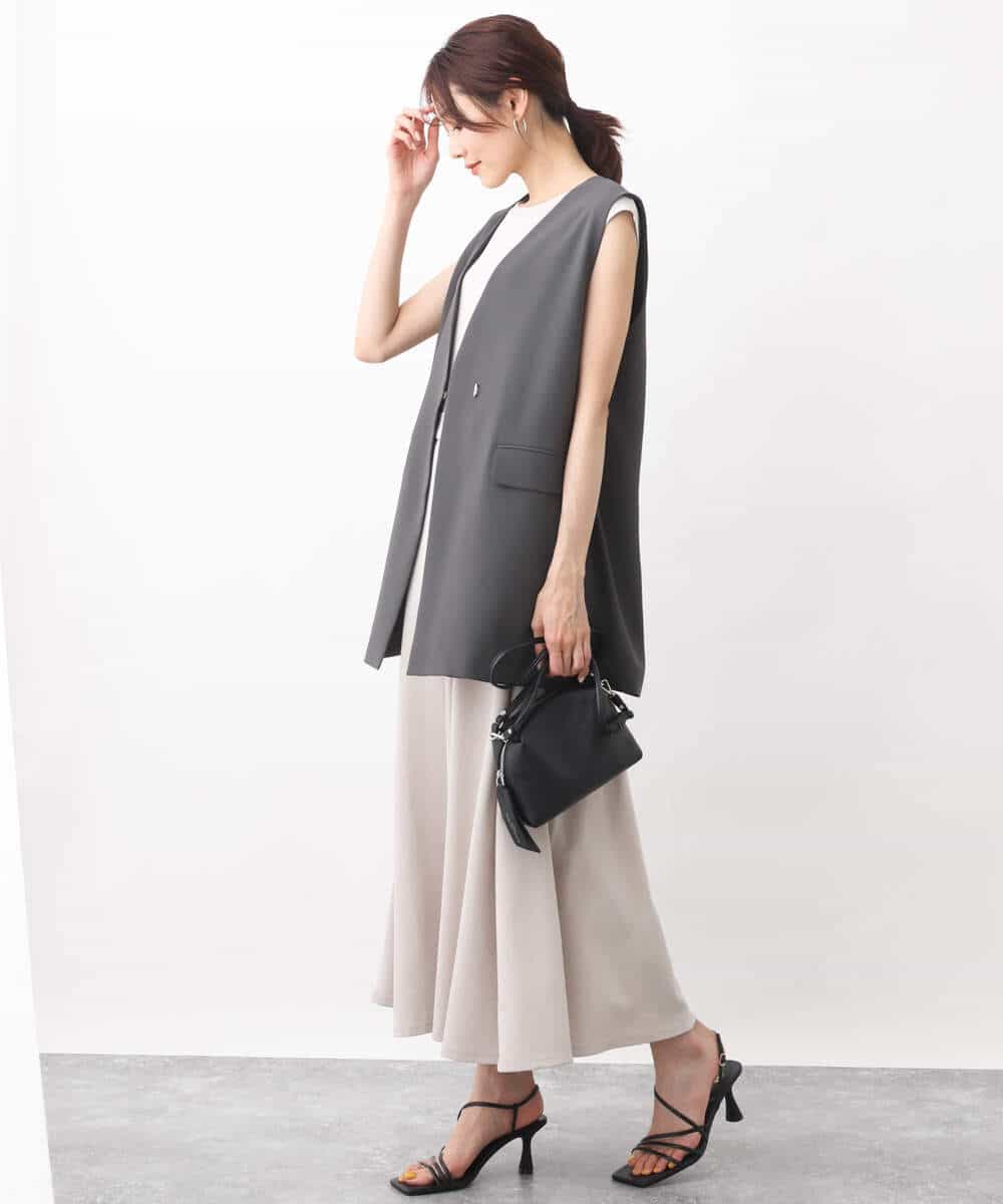 FKJGV58210 MK MICHEL KLEIN(MK ミッシェルクラン) ノーカラージレベスト/UVカット/接触冷感/セットアップ対応/洗える ダークグレー