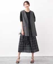FKJGV58210 MK MICHEL KLEIN(MK ミッシェルクラン) ノーカラージレベスト/UVカット/接触冷感/セットアップ対応/洗える ダークグレー