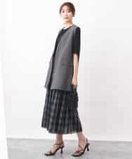 FKJGV58210 MK MICHEL KLEIN(MK ミッシェルクラン) ノーカラージレベスト/UVカット/接触冷感/セットアップ対応/洗える ダークグレー