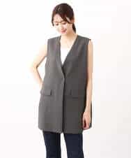 FKJGV58210 MK MICHEL KLEIN(MK ミッシェルクラン) ノーカラージレベスト/UVカット/接触冷感/セットアップ対応/洗える ダークグレー