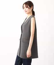 FKJGV58210 MK MICHEL KLEIN(MK ミッシェルクラン) ノーカラージレベスト/UVカット/接触冷感/セットアップ対応/洗える ダークグレー