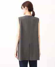 FKJGV58210 MK MICHEL KLEIN(MK ミッシェルクラン) ノーカラージレベスト/UVカット/接触冷感/セットアップ対応/洗える ダークグレー