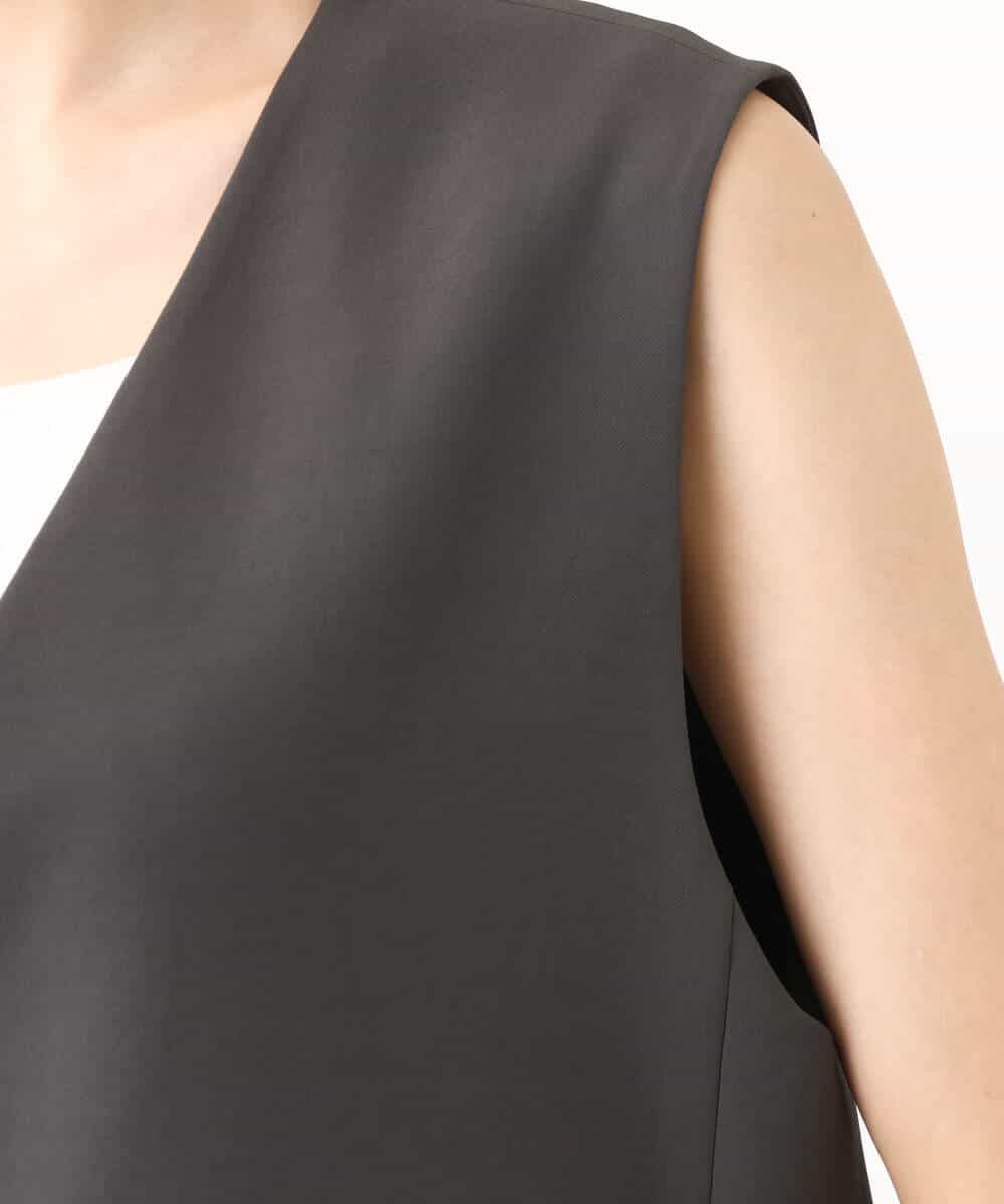 FKJGV58210 MK MICHEL KLEIN(MK ミッシェルクラン) ノーカラージレベスト/UVカット/接触冷感/セットアップ対応/洗える ダークグレー