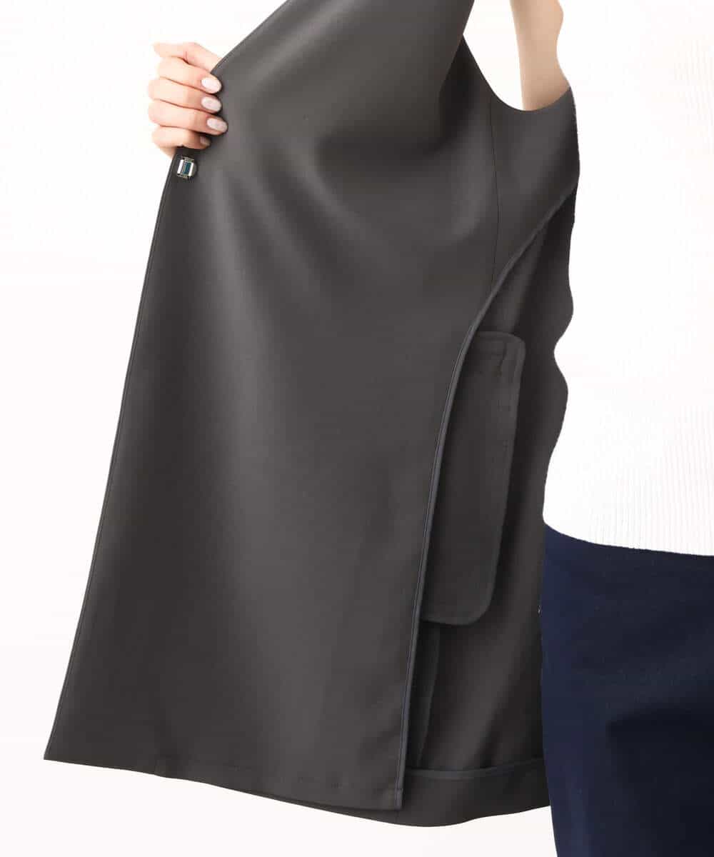 FKJGV58210 MK MICHEL KLEIN(MK ミッシェルクラン) ノーカラージレベスト/UVカット/接触冷感/セットアップ対応/洗える ダークグレー
