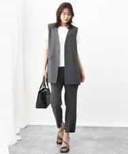 FKJGV58210 MK MICHEL KLEIN(MK ミッシェルクラン) ノーカラージレベスト/UVカット/接触冷感/セットアップ対応/洗える ダークグレー