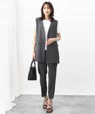 FKJGV58210 MK MICHEL KLEIN(MK ミッシェルクラン) ノーカラージレベスト/UVカット/接触冷感/セットアップ対応/洗える ダークグレー