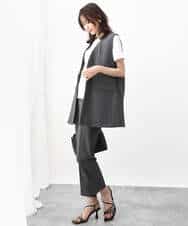 FKJGV58210 MK MICHEL KLEIN(MK ミッシェルクラン) ノーカラージレベスト/UVカット/接触冷感/セットアップ対応/洗える ダークグレー