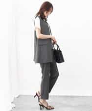 FKJGV58210 MK MICHEL KLEIN(MK ミッシェルクラン) ノーカラージレベスト/UVカット/接触冷感/セットアップ対応/洗える ダークグレー
