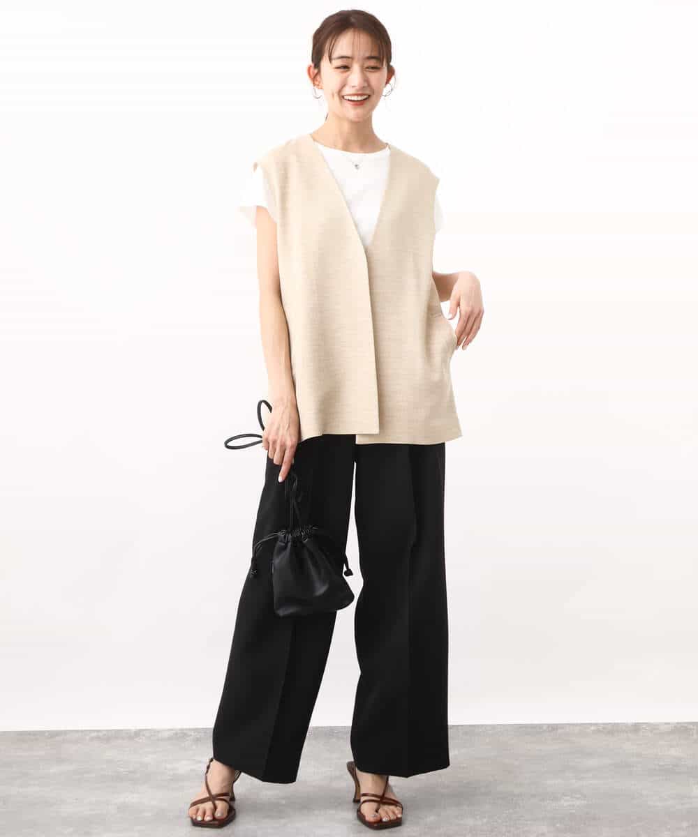 FKJGV66180 MK MICHEL KLEIN(MK ミッシェルクラン) スラブオックス Vネックジレ/洗える ブラウン