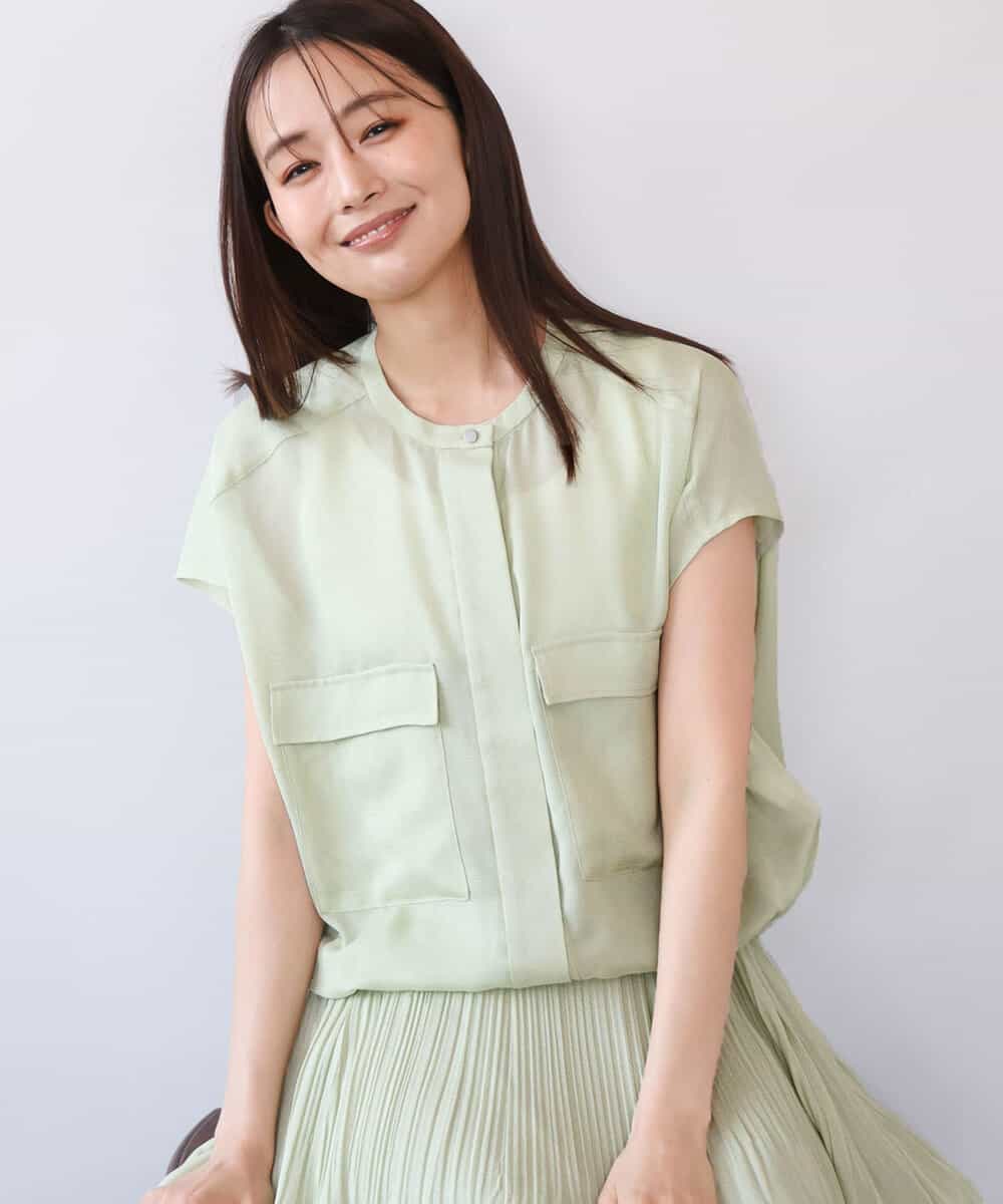 FKJHD61200 MK MICHEL KLEIN(MK ミッシェルクラン) [洗える]カラミ織シアーブルゾン ライトグリーン