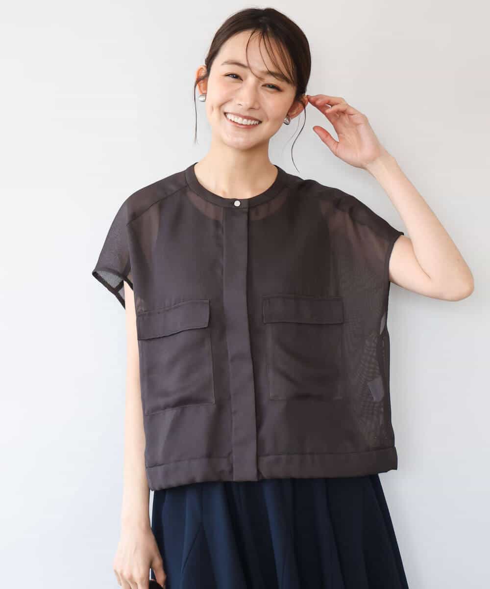 FKJHD61200 MK MICHEL KLEIN(MK ミッシェルクラン) [洗える]カラミ織シアーブルゾン ライトグリーン