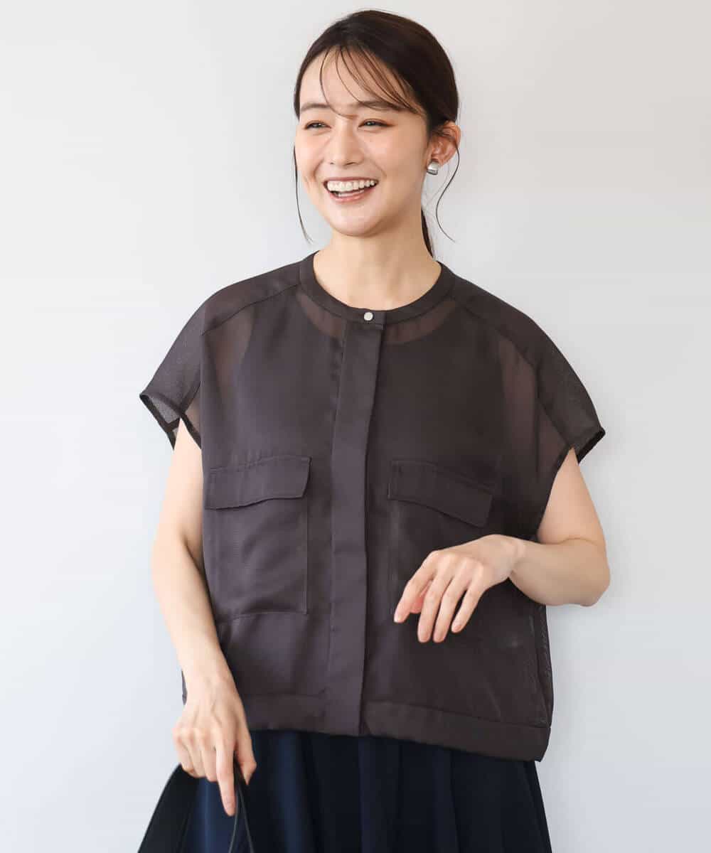 FKJHD61200 MK MICHEL KLEIN(MK ミッシェルクラン) [洗える]カラミ織シアーブルゾン ライトグリーン
