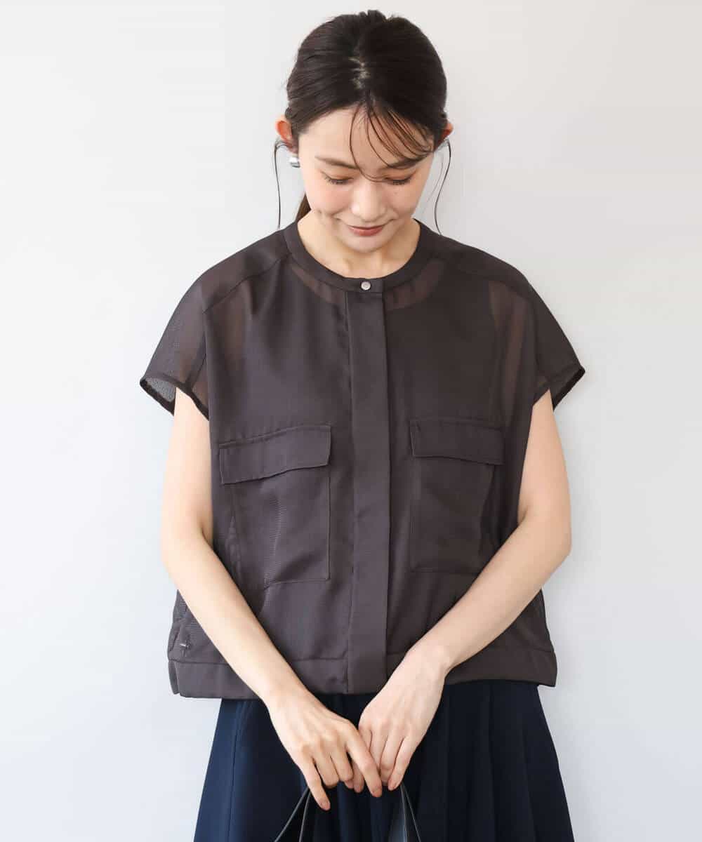 FKJHD61200 MK MICHEL KLEIN(MK ミッシェルクラン) [洗える]カラミ織シアーブルゾン ライトグリーン
