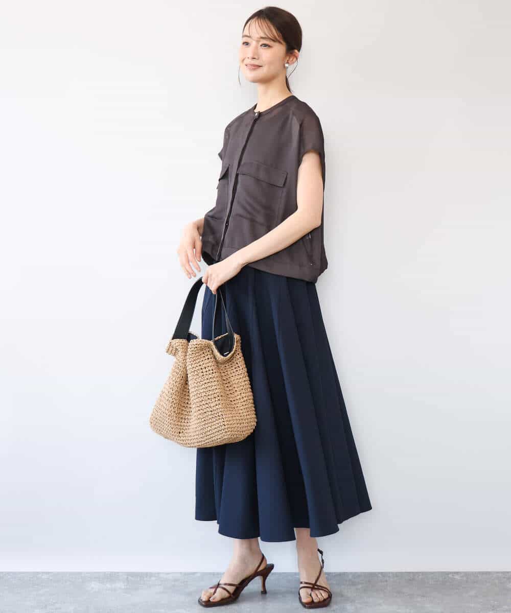 FKJHD61200 MK MICHEL KLEIN(MK ミッシェルクラン) [洗える]カラミ織シアーブルゾン ライトグリーン