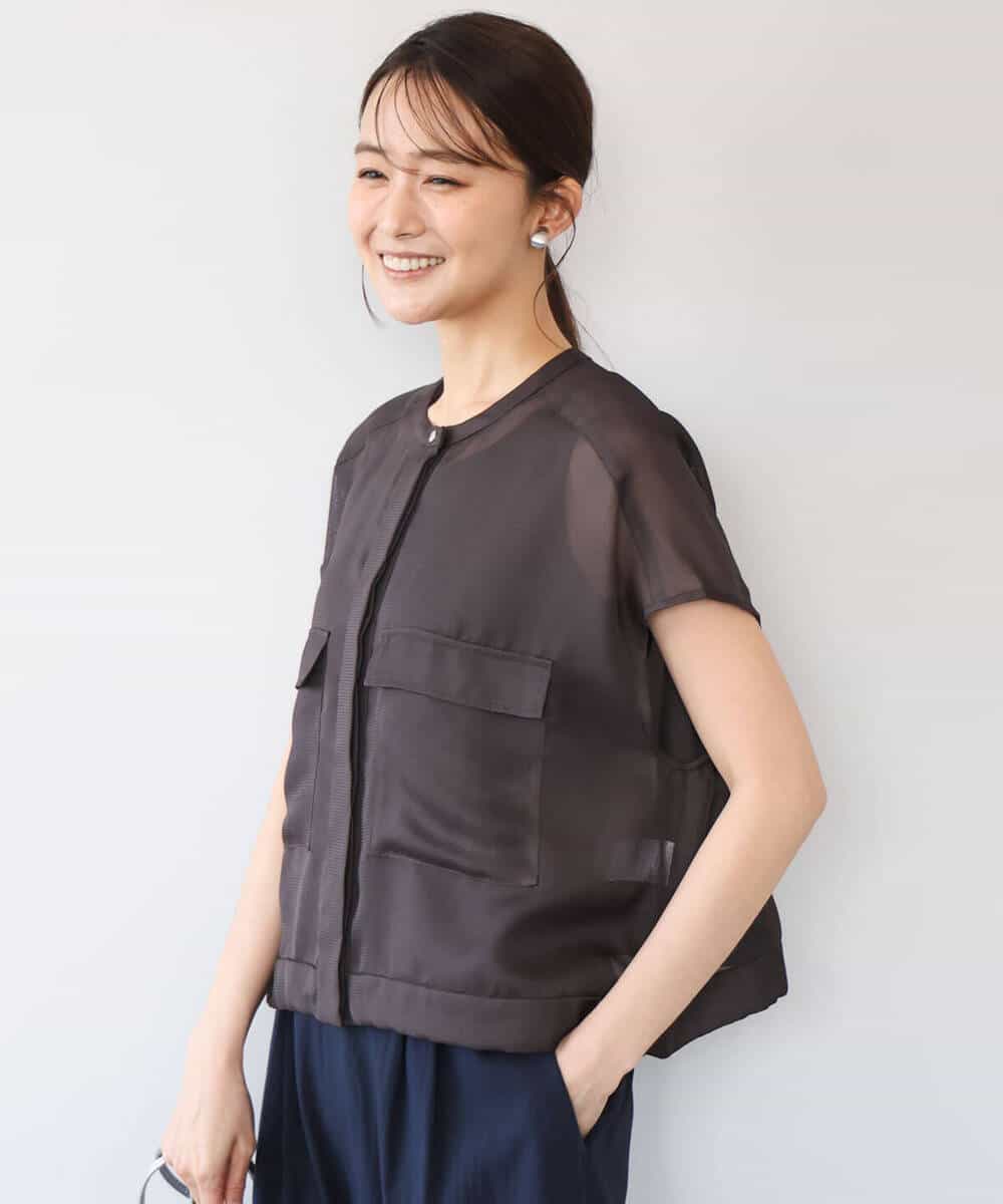 FKJHD61200 MK MICHEL KLEIN(MK ミッシェルクラン) [洗える]カラミ織シアーブルゾン ライトグリーン