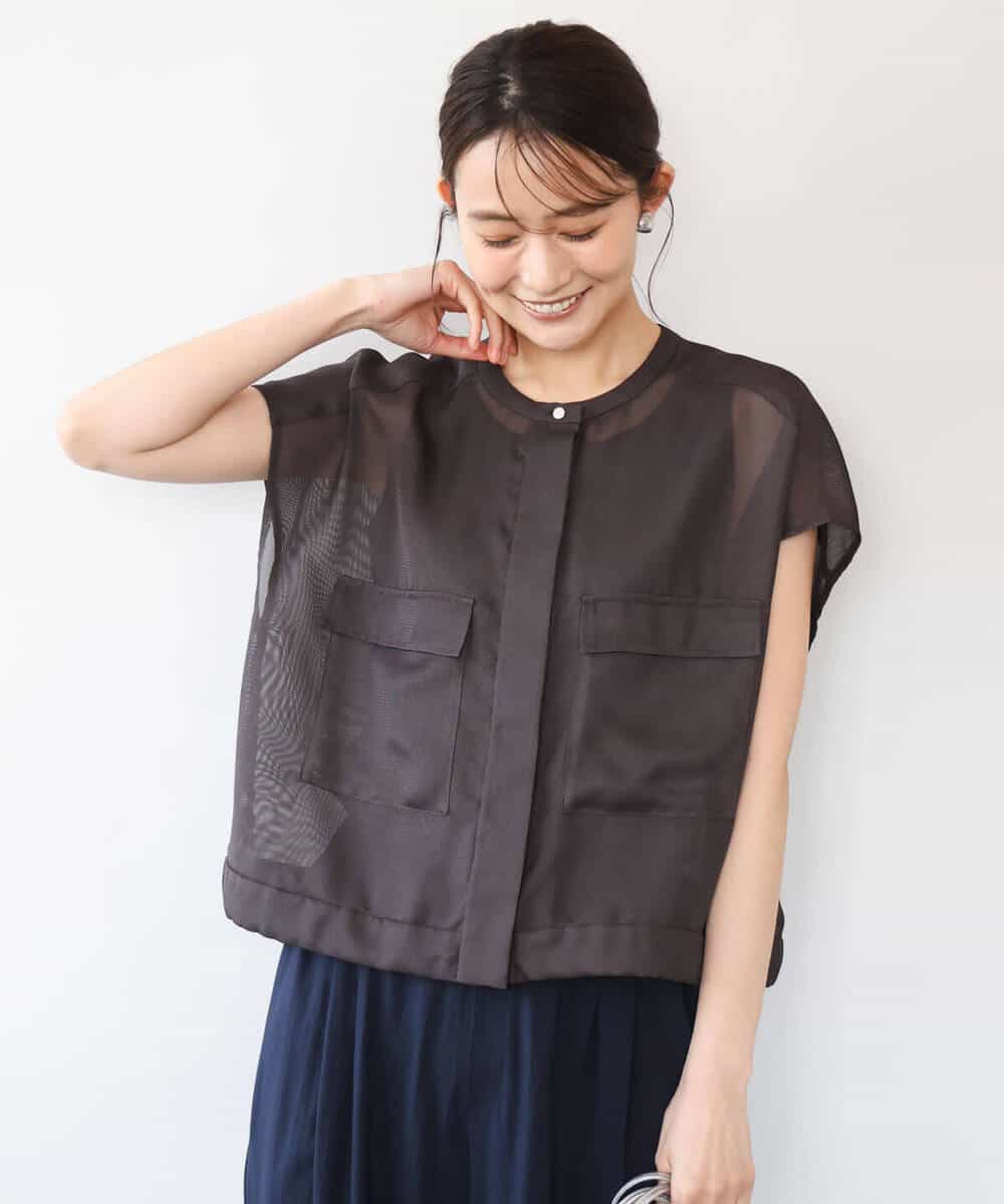FKJHD61200 MK MICHEL KLEIN(MK ミッシェルクラン) [洗える]カラミ織シアーブルゾン ライトグリーン