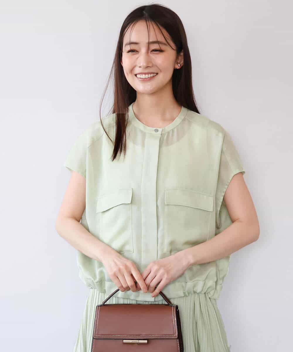 FKJHD61200 MK MICHEL KLEIN(MK ミッシェルクラン) [洗える]カラミ織シアーブルゾン ライトグリーン