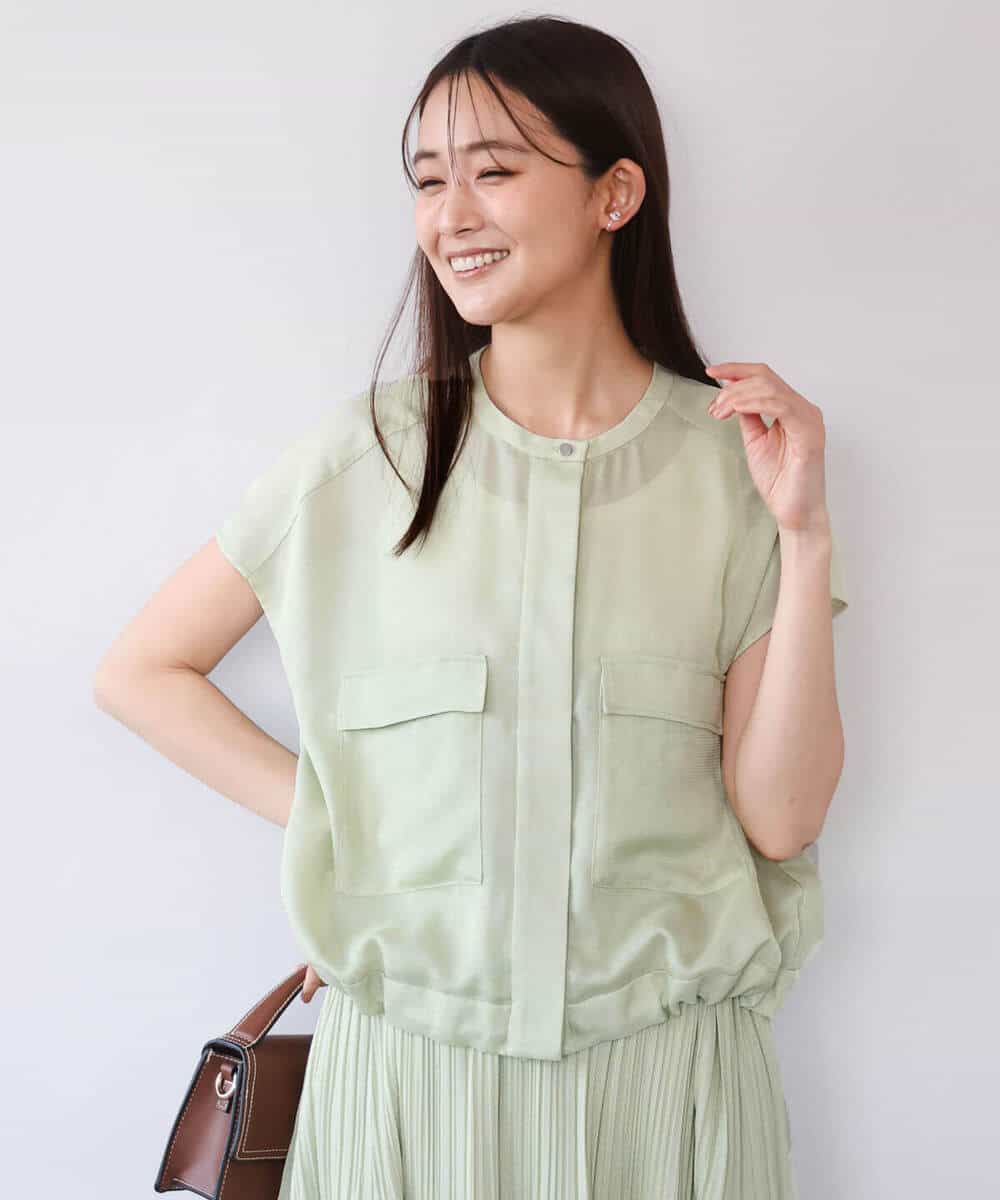 FKJHD61200 MK MICHEL KLEIN(MK ミッシェルクラン) [洗える]カラミ織シアーブルゾン ライトグリーン