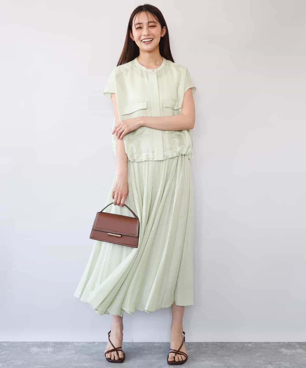 FKJHD61200 MK MICHEL KLEIN(MK ミッシェルクラン) [洗える]カラミ織シアーブルゾン ライトグリーン