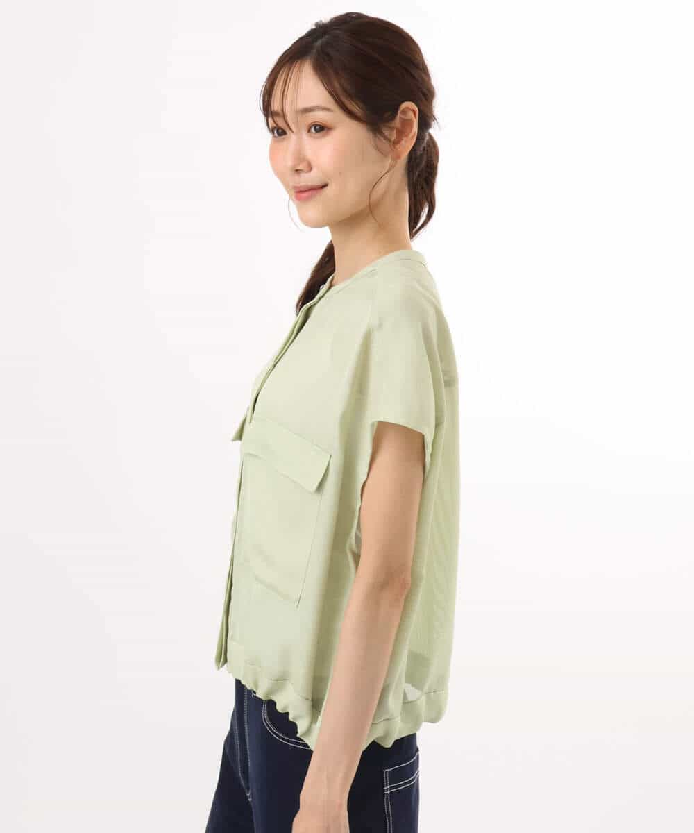 FKJHD61200 MK MICHEL KLEIN(MK ミッシェルクラン) [洗える]カラミ織シアーブルゾン ライトグリーン