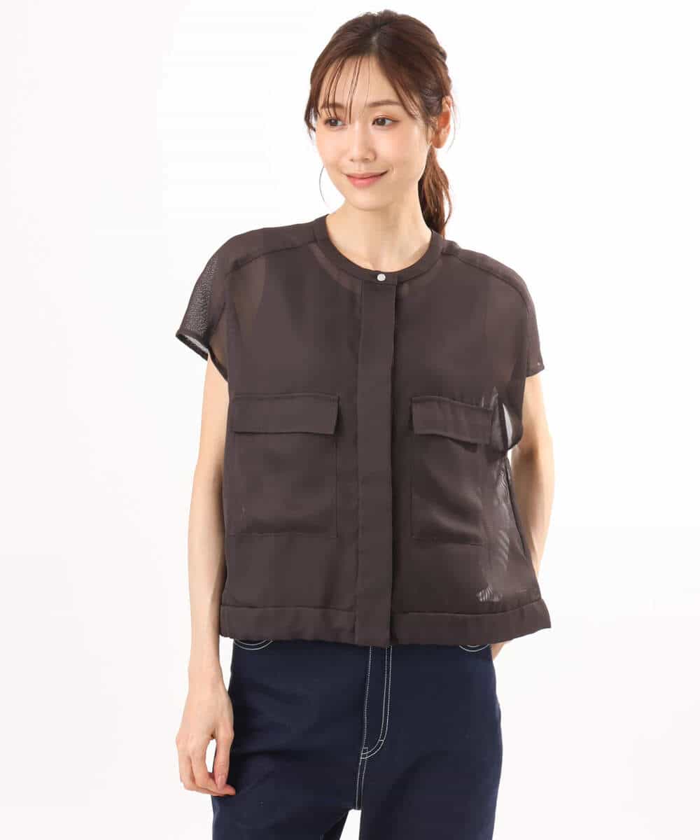FKJHD61200 MK MICHEL KLEIN(MK ミッシェルクラン) [洗える]カラミ織シアーブルゾン ライトグリーン