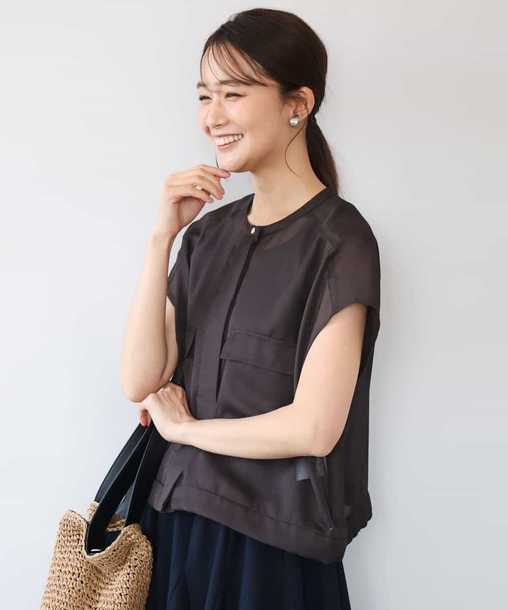 FKJHD61200 MK MICHEL KLEIN(MK ミッシェルクラン) [洗える]カラミ織シアーブルゾン ブラウン