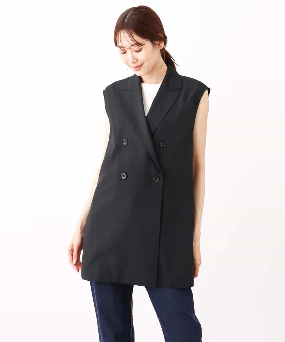 FKJIV10210 MK MICHEL KLEIN(MK ミッシェルクラン) ダブルブレストジレベスト/洗える ブラック